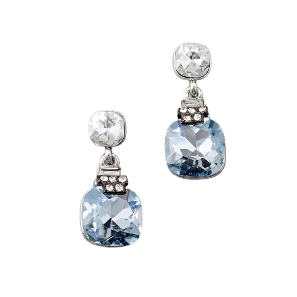 WHBM Silvertone Jeweled Drop Earrings